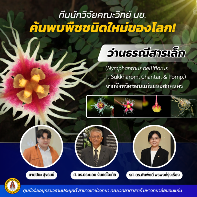 นักศึกษาระดับปริญญาโท สาขาวิชาชีววิทยา และนักวิจัยจากศูนย์วิจัยอนุกรมวิธานประยุกต์ ค้นพบพืชวงศ์มะยมชนิดใหม่ของโลก “ว่านธรณีสารเล็ก”